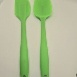 Neon Green Silicone Spatula Set of 2  Heat Resistant Baking Mixing Kitchen Tools